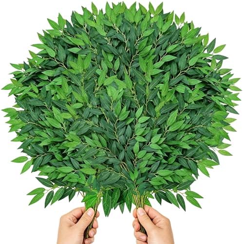 48Pcs Stems Bulk, Artificial Silk Green Leaves Garland, 20"Fake Branches, Hanging Plants Spray Vines for DIY