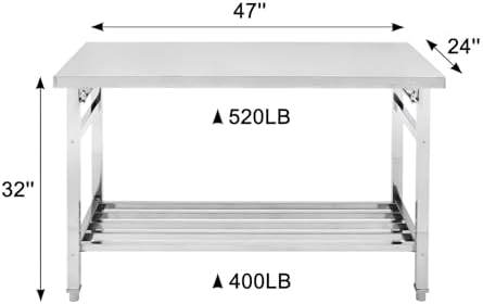 48x24 NSF Stainless Steel Folding Table, Heavy Duty 500lbs, alternate view 3