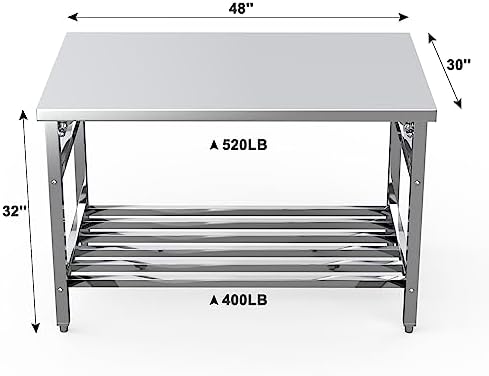 48x30 NSF Stainless Steel Folding Table, Heavy Duty 500lbs, alternate view 3