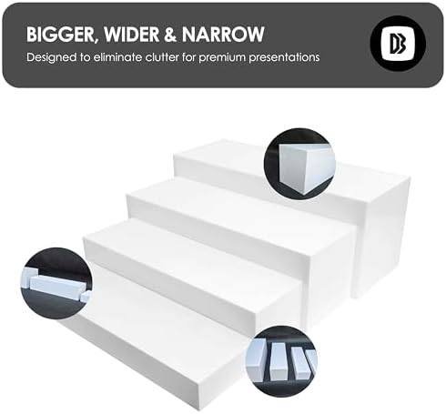 4cs Large Rectangle White Acrylic Buffet Riser Set Sizes (13" to 15") - Buffet Risers for Buffet Table, Display, alternate