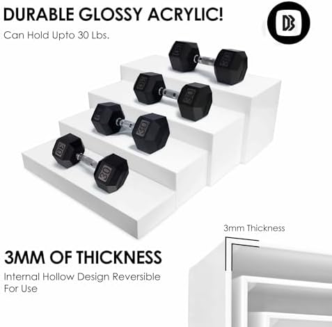 4cs Large Rectangle White Acrylic Buffet Riser Set Sizes (13" to 15") - Buffet Risers for Buffet Table, Display, alternate