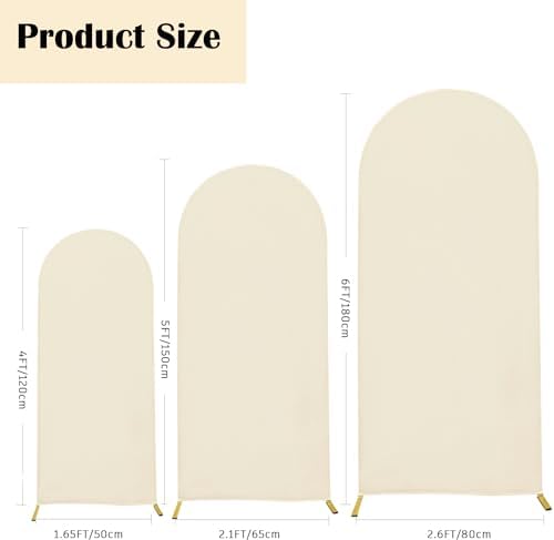 4ft,5ft,6ft Beige Set of 3 Spandex Arch Backdrop Cover in 4FT-5FT-6FT in Beige, alternate view 3