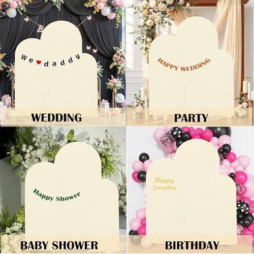 4ft,5ft,6ft Beige Set of 3 Spandex Arch Backdrop Cover in 4FT-5FT-6FT in Beige, alternate view 5