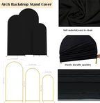 4ft,5ft,6ft Black Set of 3 Spandex Arch Backdrop Cover in 4FT-5FT-6FT in Black, alternate view 4