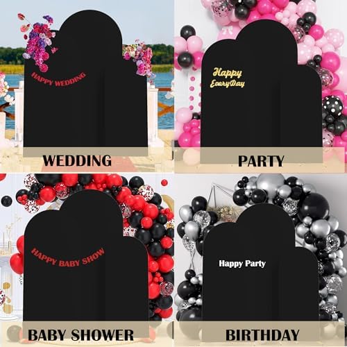 4ft,5ft,6ft Black Set of 3 Spandex Arch Backdrop Cover in 4FT-5FT-6FT in Black, alternate view 5