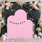 4ft,5ft,6ft Pink Set of 3 Arch Backdrop Cover (No Stand) in 4FT-5FT-6FT in Pink, alternate view 2
