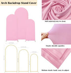 4ft,5ft,6ft Pink Set of 3 Arch Backdrop Cover (No Stand) in 4FT-5FT-6FT in Pink, alternate view 4
