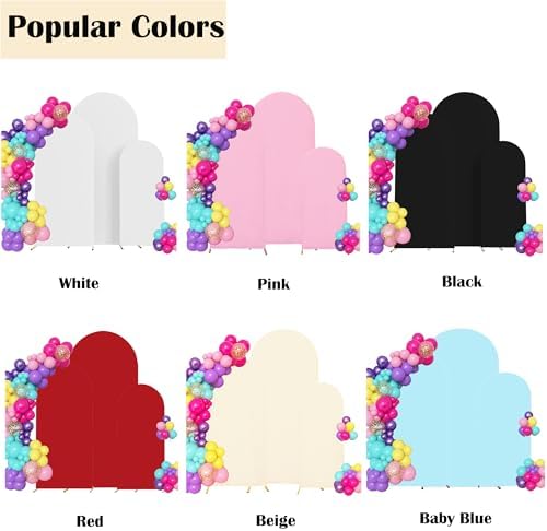 4ft,5ft,6ft Pink Set of 3 Arch Backdrop Cover (No Stand) in 4FT-5FT-6FT in Pink, alternate view 6