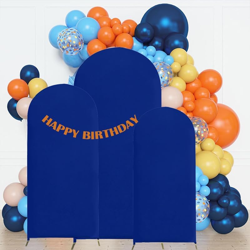 4ft,5ft,6ft Royal Blue Set of 3 Spandex Arch Backdrop Cover in 4FT-5FT-6FT in Royal Blue, alternate view 2