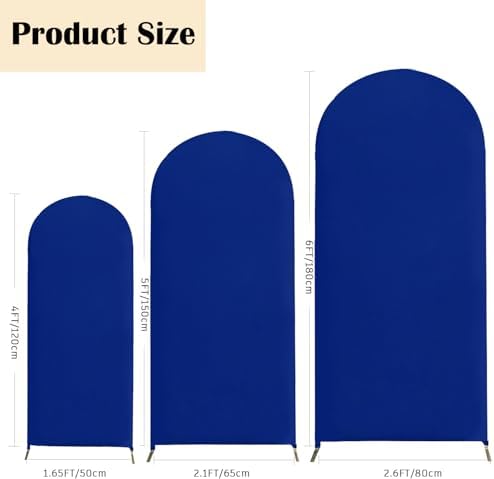 4ft,5ft,6ft Royal Blue Set of 3 Spandex Arch Backdrop Cover in 4FT-5FT-6FT in Royal Blue, alternate view 3