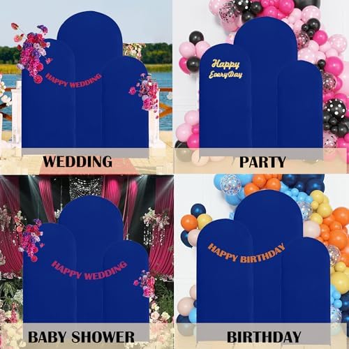 4ft,5ft,6ft Royal Blue Set of 3 Spandex Arch Backdrop Cover in 4FT-5FT-6FT in Royal Blue, alternate view 5