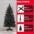 4ft Artificial Christmas Tree, Mini Xmas Pine Tree with 4-Leg Stable Plastic Base, Small Tabletop Christmas Tree, alternate