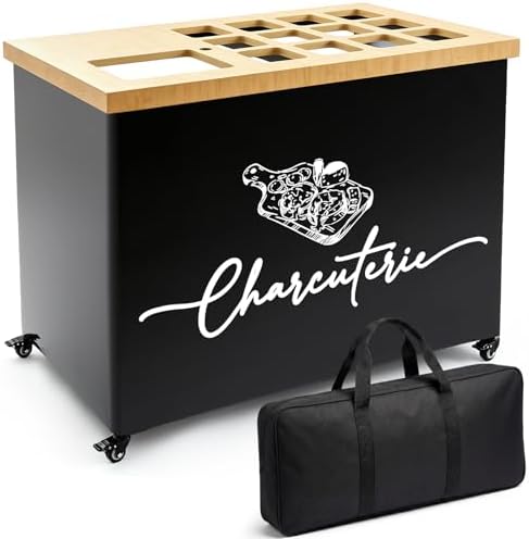 4ft Foldable Charcuterie Cart Set with Table Cloth Storage Bag Caster Portable Collapsible Food Serving Cart