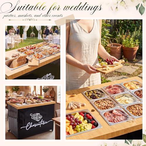 4ft Foldable Charcuterie Cart Set with Table Cloth Storage Bag Caster Portable Collapsible Food Serving Cart, alternate view