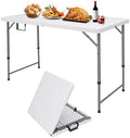 4FT Folding Table Adjustable Height, Heavy Duty Plastic Table