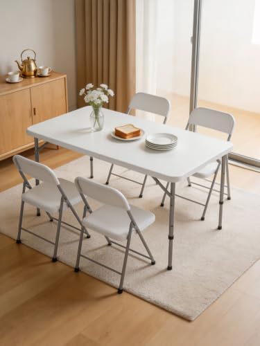 4FT Folding Table Adjustable Height, Heavy Duty Plastic Table, alternate view 2