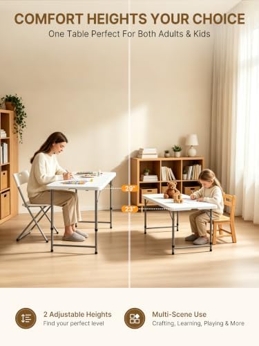 4FT Folding Table Adjustable Height, Heavy Duty Plastic Table, alternate view 4
