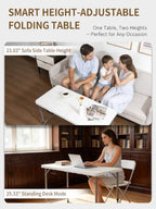 4FT Folding Table Adjustable Height, Heavy Duty Plastic Table, alternate view 5