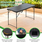 4FT Folding Table | Black | Portable Plastic Table, alternate view 7