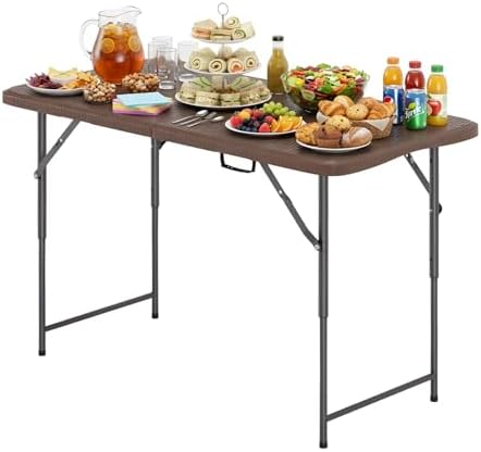 4FT Folding Table | Brown Ratten | Portable Plastic Table