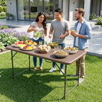 4FT Folding Table | Brown Ratten | Portable Plastic Table, alternate view 2