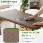 4FT Folding Table | Brown Ratten | Portable Plastic Table, alternate view 4