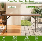 4FT Folding Table | Brown Ratten | Portable Plastic Table, alternate view 6