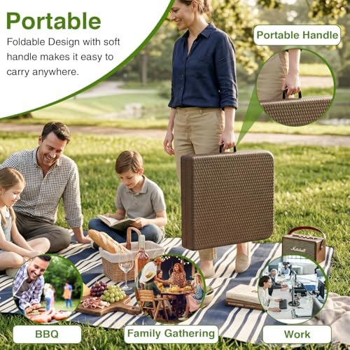 4FT Folding Table | Brown Ratten | Portable Plastic Table, alternate view 7
