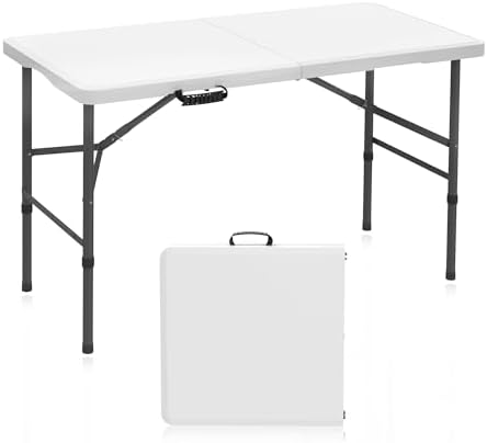4FT Folding Table, Heavy Duty 400LBS-White