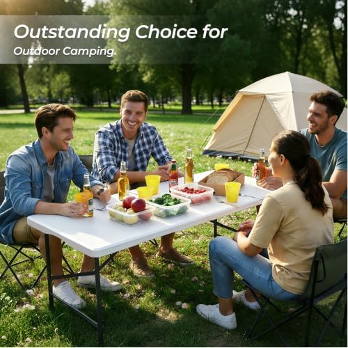 4FT Folding Table, Heavy Duty 400LBS-White, alternate view 2