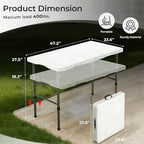 4FT Folding Table, Heavy Duty 400LBS-White, alternate view 3