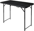 4ft Folding Table, Portable Fold-in-Half Adjustable Height Utility Table for Indoor/Outdoor Use, Durable HDPE &