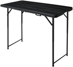 4ft Folding Table, Portable Fold-in-Half Adjustable Height Utility Table for Indoor/Outdoor Use, Durable HDPE &