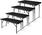 4ft Folding Table, Portable Fold-in-Half Adjustable Height Utility Table for Indoor/Outdoor Use, Durable HDPE &, alternate