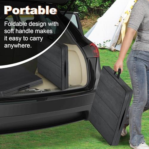 4ft Folding Table, Portable Fold-in-Half Adjustable Height Utility Table for Indoor/Outdoor Use, Durable HDPE &, alternate