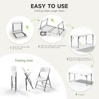 4FT Folding Table Set with 4 Chairs - Heavy-Duty 400 lb Table & 600 lb Chairs, Dual-Height Adjustment, Portable, alternate