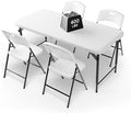 4FT Folding Table Set with 4 Chairs - Heavy-Duty 400 lbs Table & 600 lbs Chair Capacity, Portable Foldable Table