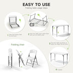 4FT Folding Table Set with 4 Chairs - Heavy-Duty 400 lbs Table & 600 lbs Chair Capacity, Portable Foldable Table, alternate