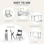 4FT Folding Table Set with 4 Folding Chairs, Heavy Duty 400 lbs Table & 330 lbs Chairs, Portable Folding, alternate view 7