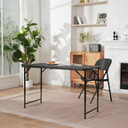 4ft Folding Table with Adjustable Height, 2-Level Foldable Table with HDPE Top & Steel Legs, Portable 4 Foot, alternate view