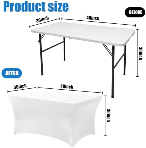 4FT Folding Table with Stretch Table Cover, Heavy Duty Plastic Portable Folding Table, 48" Indoor Outdoor, alternate view 3