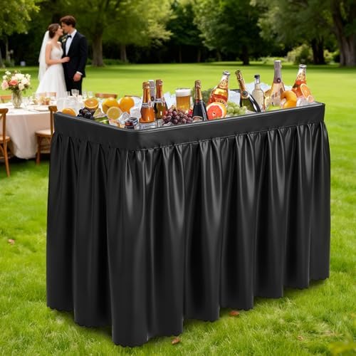 4FT Ice Table, Portasble Cooler Side Table with Removable Skirt, Patio Table, Indoor & Outdoor Bar for Events