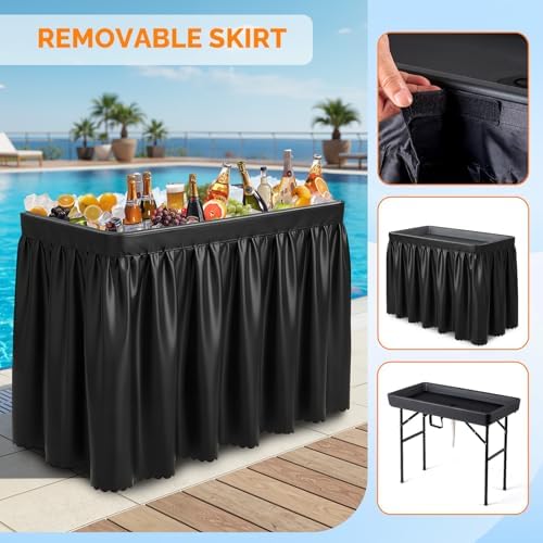 4FT Ice Table, Portasble Cooler Side Table with Removable Skirt, Patio Table, Indoor & Outdoor Bar for Events, alternate view