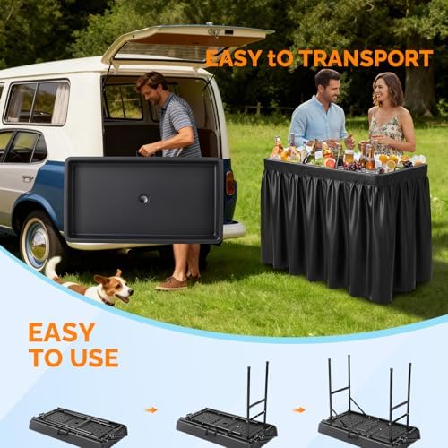 4FT Ice Table, Portasble Cooler Side Table with Removable Skirt, Patio Table, Indoor & Outdoor Bar for Events, alternate view