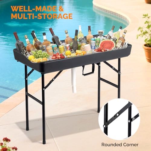 4FT Ice Table, Portasble Cooler Side Table with Removable Skirt, Patio Table, Indoor & Outdoor Bar for Events, alternate view