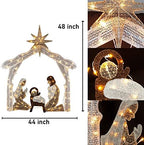 4FT Lighted Christmas Nativity Scene, Christmas Outdoor Decorations with 120 Count Pre-lit Warm White Lights, alternate view
