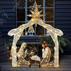4FT Lighted Christmas Nativity Scene, Christmas Outdoor Decorations with 120 Count Pre-lit Warm White Lights, alternate view