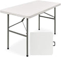 4ft Plastic Folding Table, Indoor Outdoor Heavy Duty Portable w/Handle, Lock for Picnic, Party, Camping - White