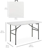 4ft Plastic Folding Table, Indoor Outdoor Heavy Duty Portable w/Handle, Lock for Picnic, Party, Camping - White, alternate