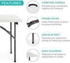 4ft Plastic Folding Table, Indoor Outdoor Heavy Duty Portable w/Handle, Lock for Picnic, Party, Camping - White, alternate